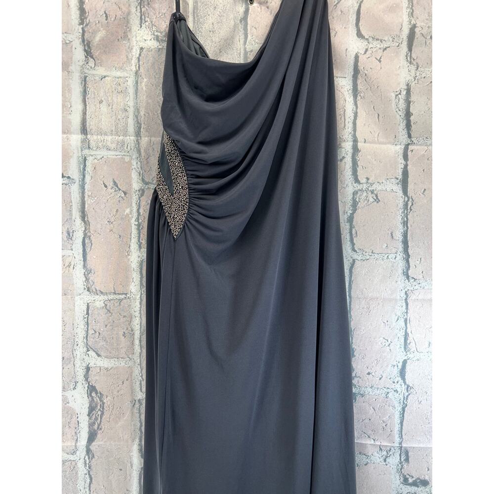 Calvin Klein Beaded Details One Shoulder Dark Gray Maxi Woman Dress Size 16 $298 - Picture 10 of 14